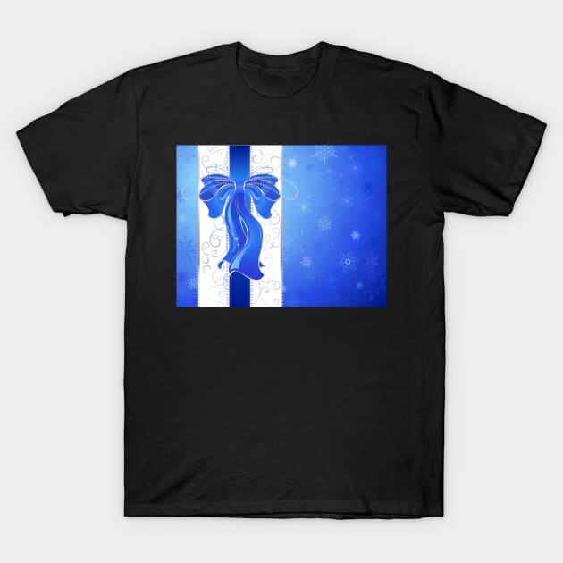 Blue bow on a blue background T-Shirt by Blackmoon9